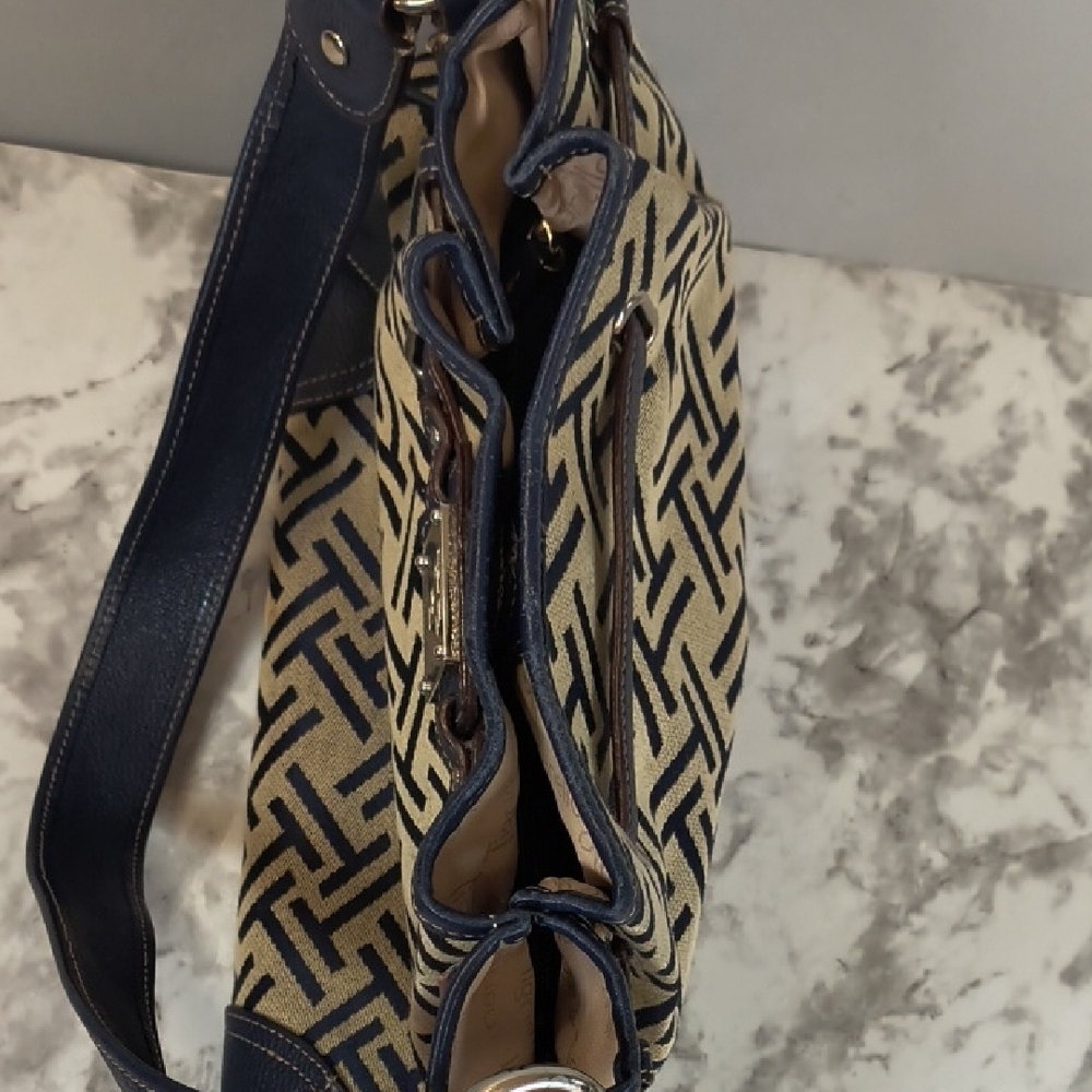 Tignanello Signature Jacquard/Blue leather trim handbag geometric pattern Purse - Picture 15 of 15